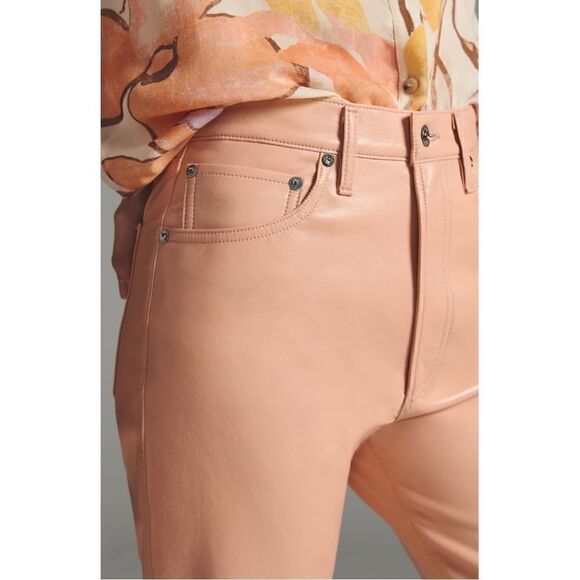 NEW Anthropologie AGOLDE '90s Pinch Waist Coral Five-Pocket Leather Pant Size 25 - Picture 5 of 5